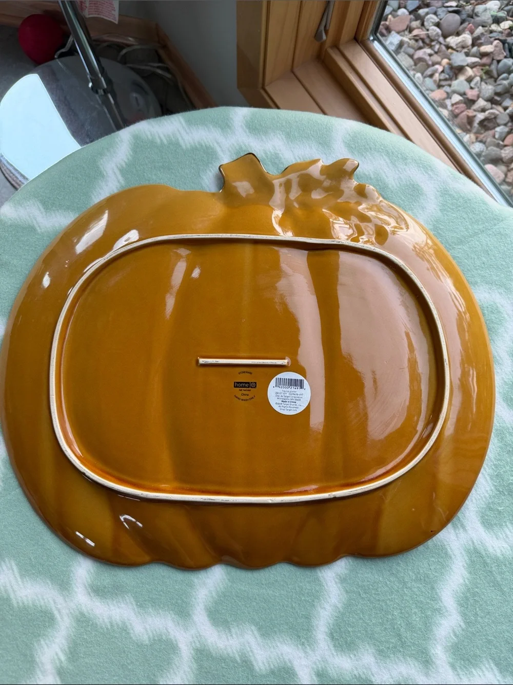 Large Target Home fall harvest Stoneware Platter in Warm Orange with bronze trim